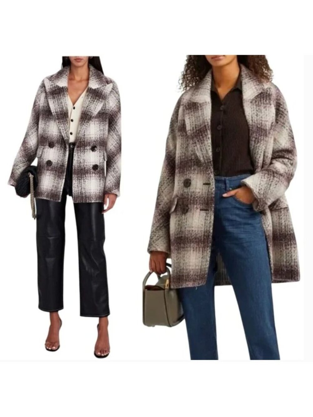 Veronica Beard Deena Dickey Plaid Wool Coat Jacket Bordeaux - Size XS